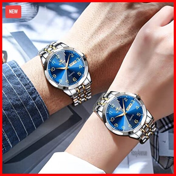 Large Face Unisex Dress Watch Stainless Steel Waterproof Luminous Date main image 5